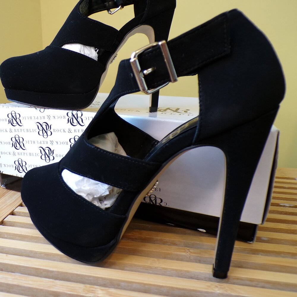 Rock & Republic Black Ashby High Heels Womens Size 7
